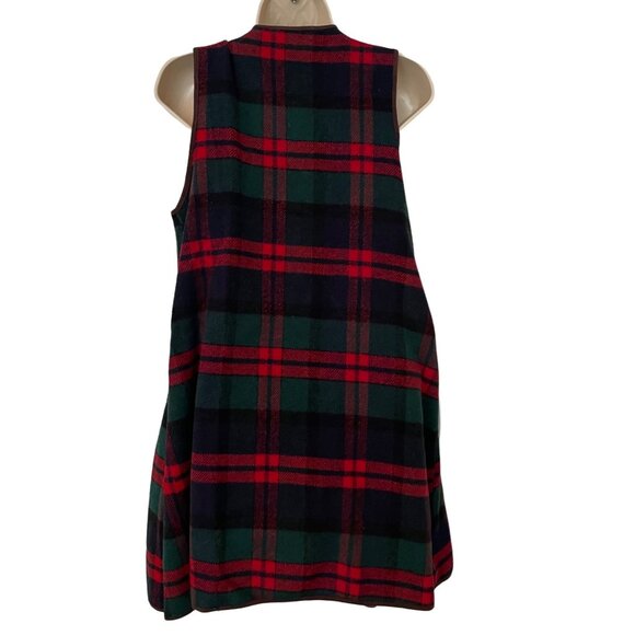 Davi & Dani Plaid Wrap Cardigan Womens Red Green Blue Open Front Sleeveless Sz S - Picture 12 of 14